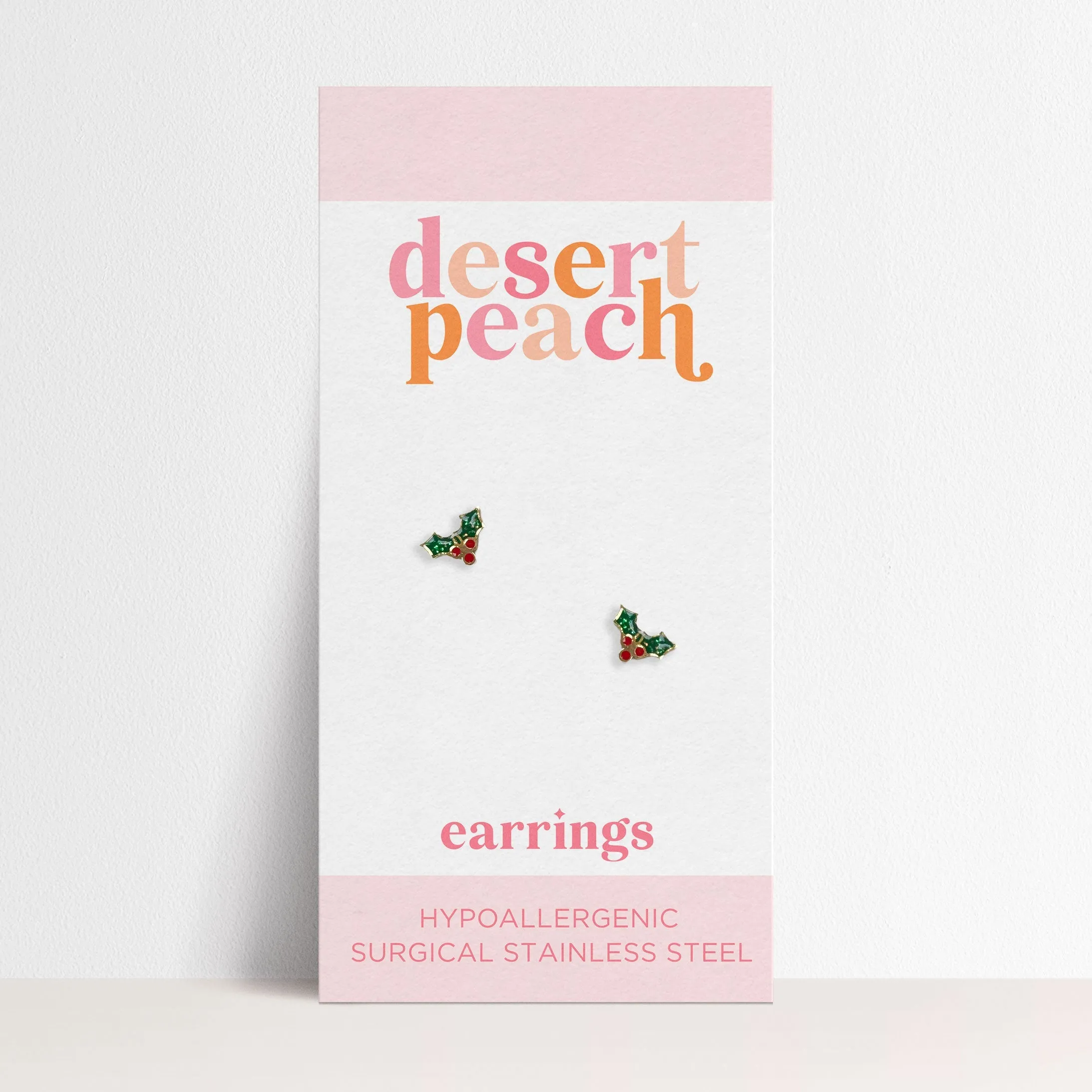 Holiday Holly Stud Earrings