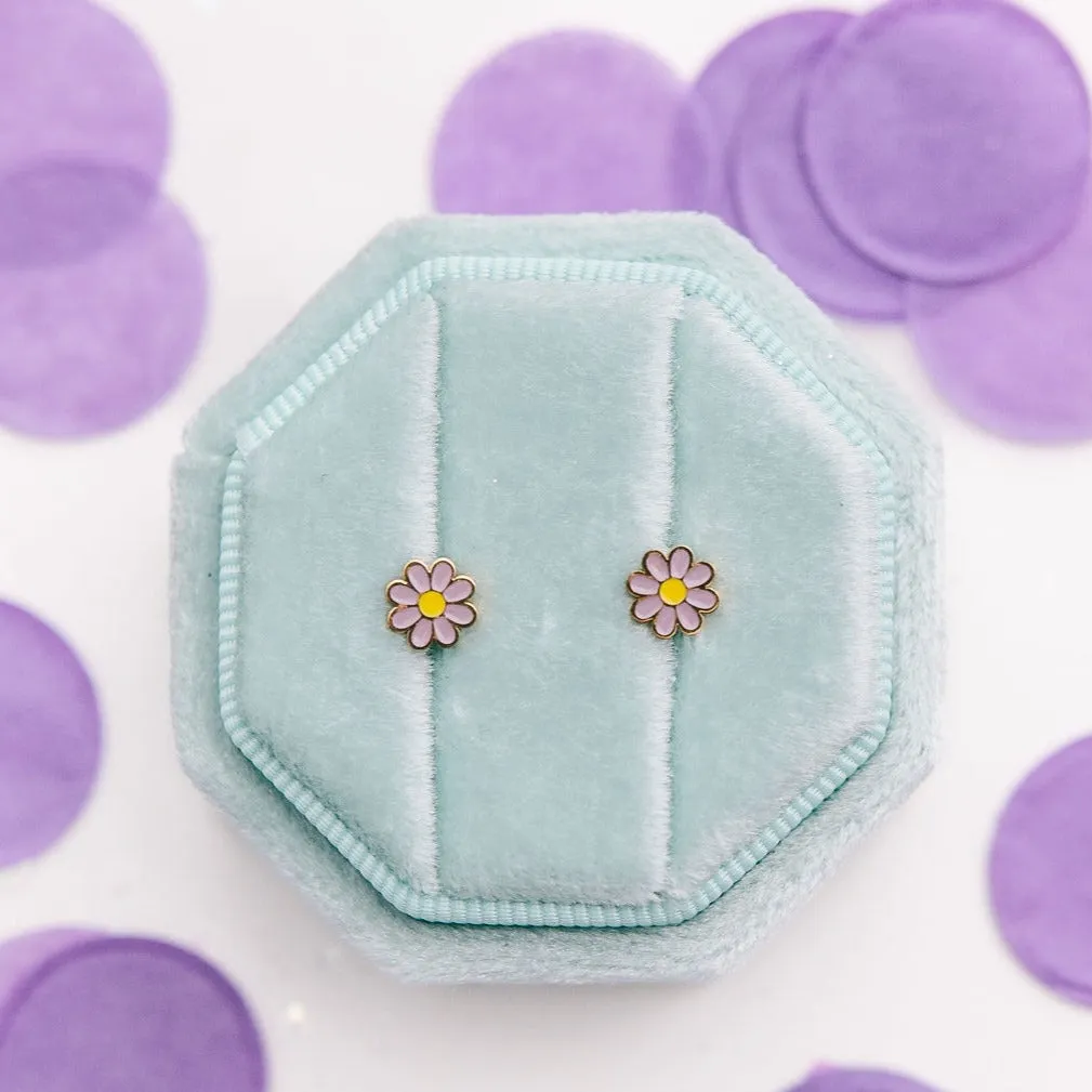 Lavender Daisy Stud Earrings