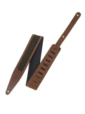 Levy's M317TRI-BRN-GRN 2.5" Wide Voyager Pro Leather Guitar Strap, Brown/Green