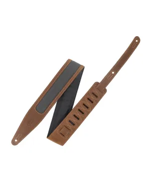 Levy's M317TRI-BRN-GRY Voyager Pro Leather Guitar Strap, Brown/Grey