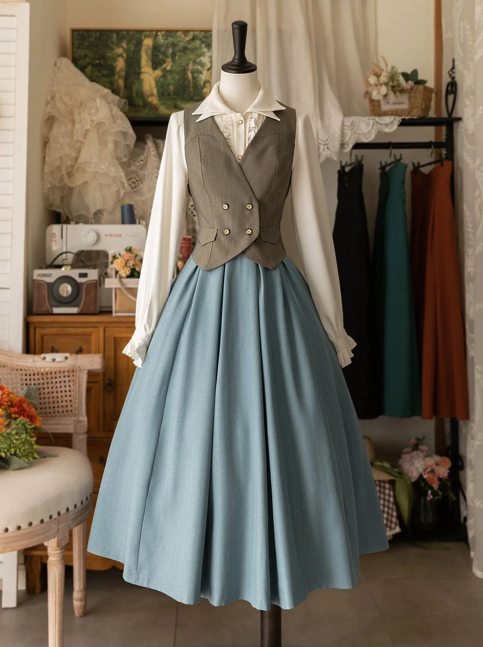 Lolita Waist Retro Skirt Balloon Slim
