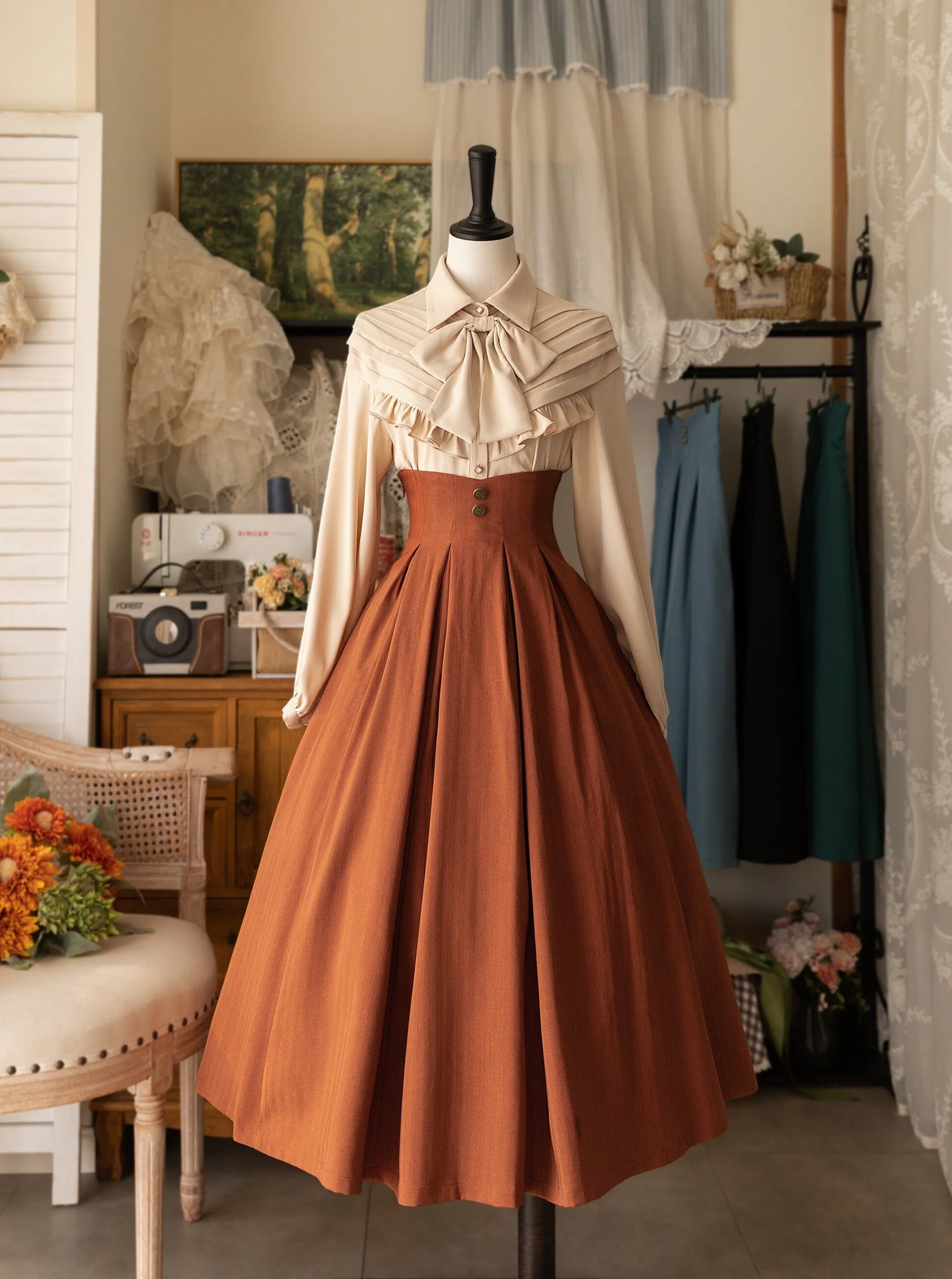 Lolita Waist Retro Skirt Balloon Slim
