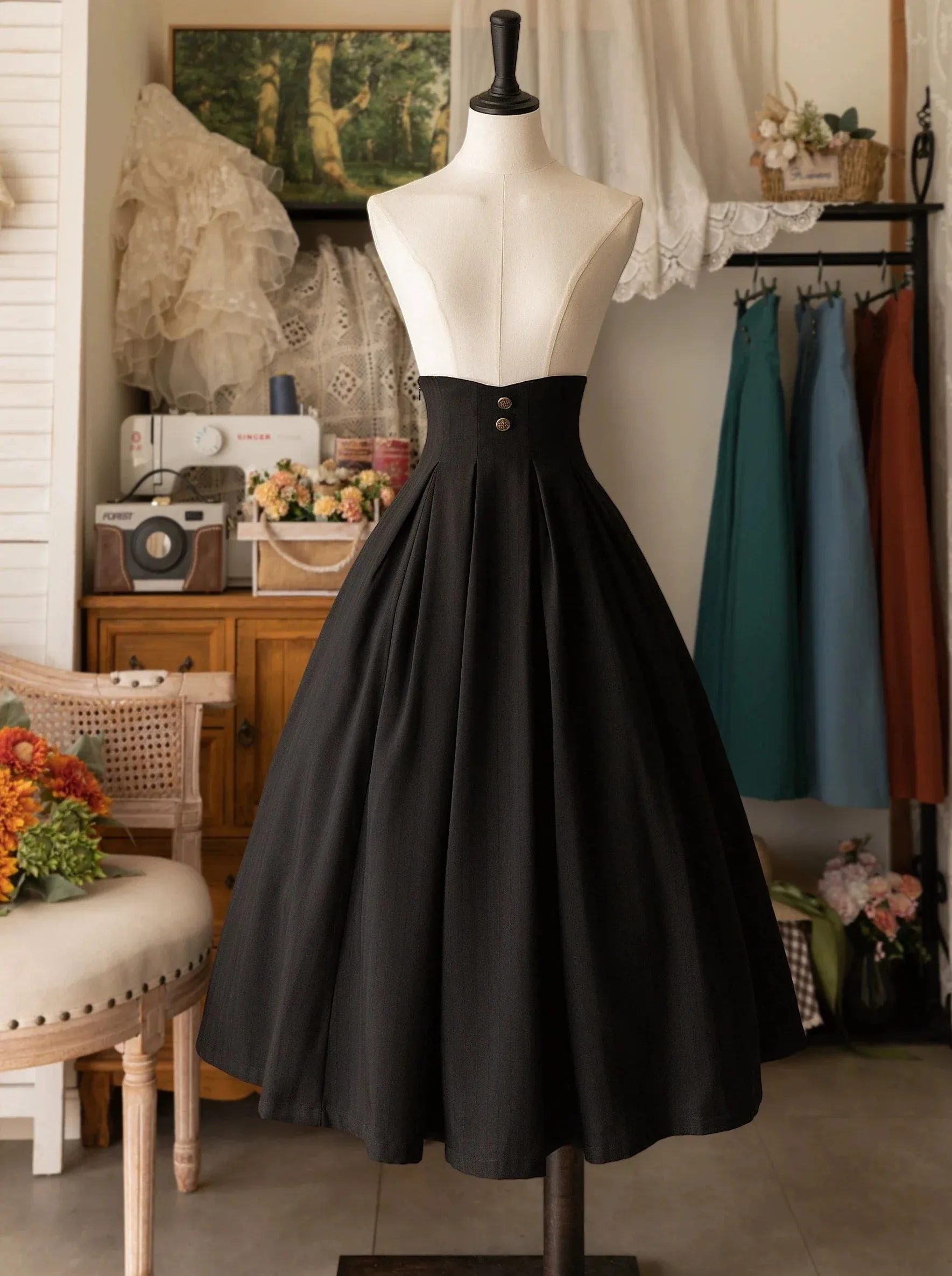 Lolita Waist Retro Skirt Balloon Slim