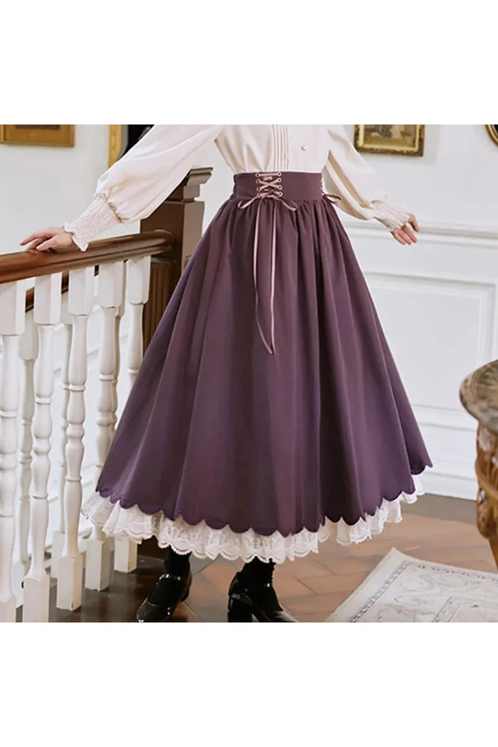 Mauve Mystique Lace-Trimmed Skirt