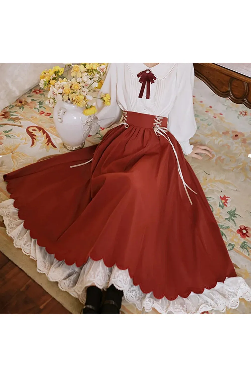Mauve Mystique Lace-Trimmed Skirt