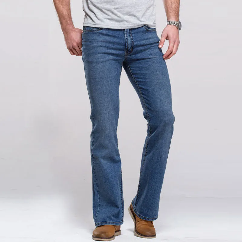 Men's Casual Jeans Micro-elastic Classic Washed Slim Fit Micro Horn