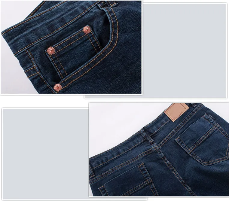 Men's Casual Jeans Micro-elastic Classic Washed Slim Fit Micro Horn