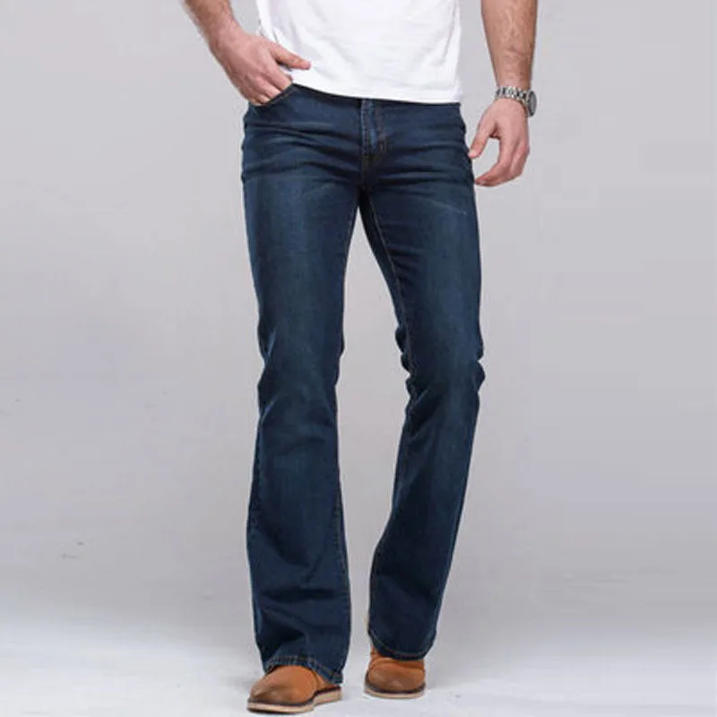 Men's Casual Jeans Micro-elastic Classic Washed Slim Fit Micro Horn
