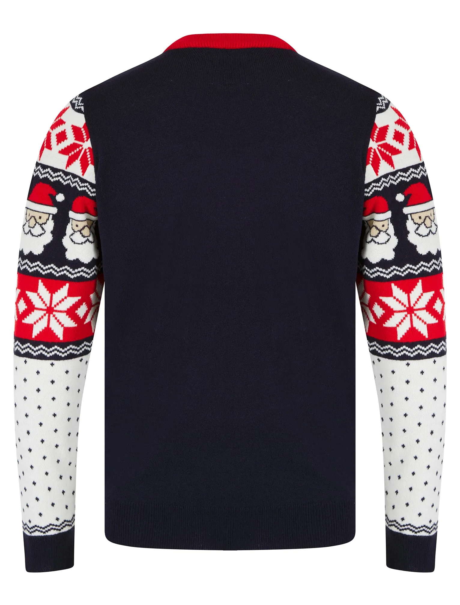 Men's Santahead Wallpaper Pattern Novelty Knitted Christmas Jumper in Tokyo Red - Merry Christmas