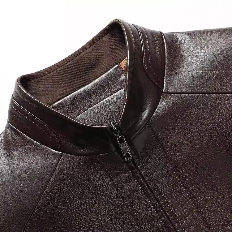 Mens Warm Plush Lining Leather Jacket Coat - Gift for Him!