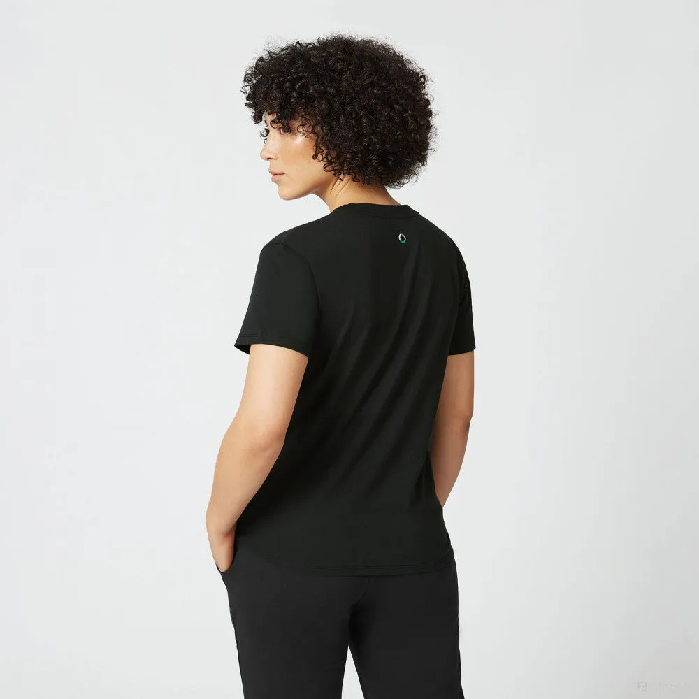 Mercedes Womens T-Shirt, Large Logo, Black, 2022