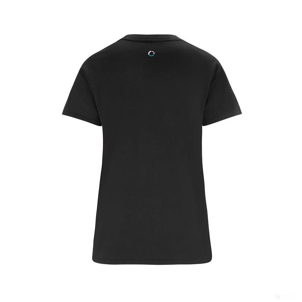 Mercedes Womens T-Shirt, Large Logo, Black, 2022