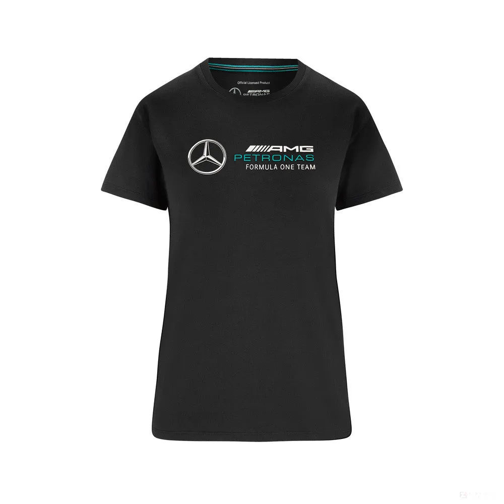 Mercedes Womens T-Shirt, Large Logo, Black, 2022