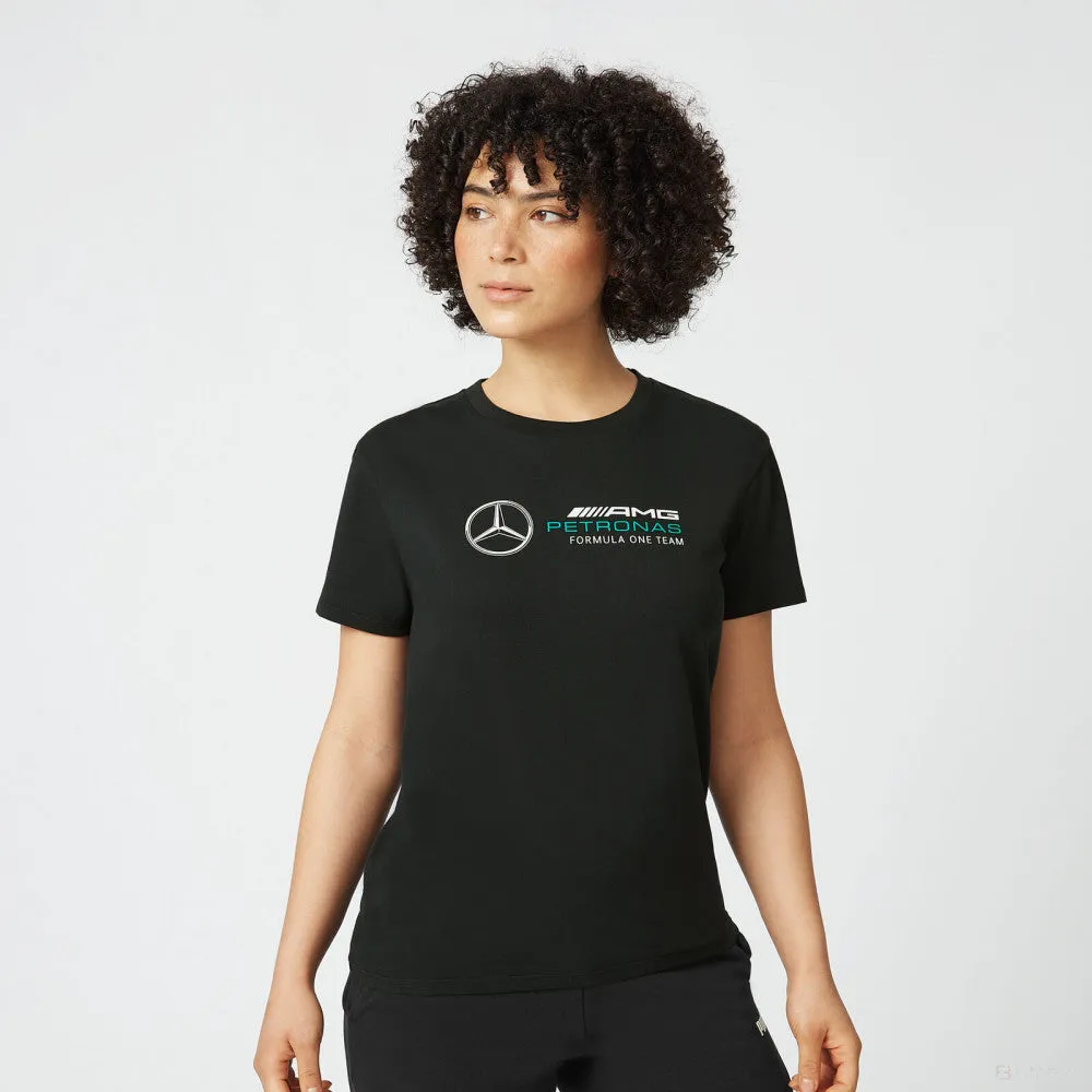 Mercedes Womens T-Shirt, Large Logo, Black, 2022