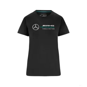 Mercedes Womens T-Shirt, Large Logo, Black, 2022