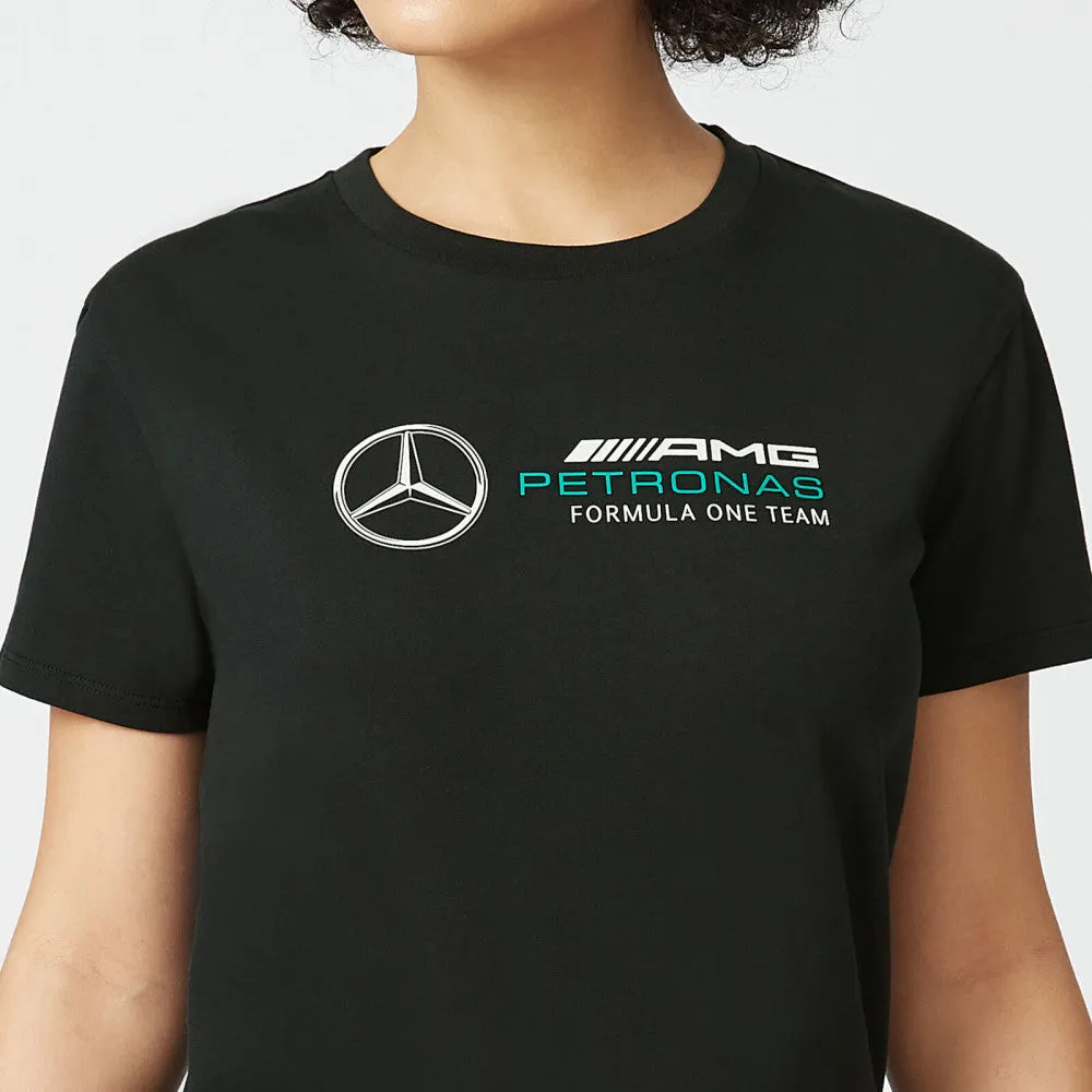 Mercedes Womens T-Shirt, Large Logo, Black, 2022