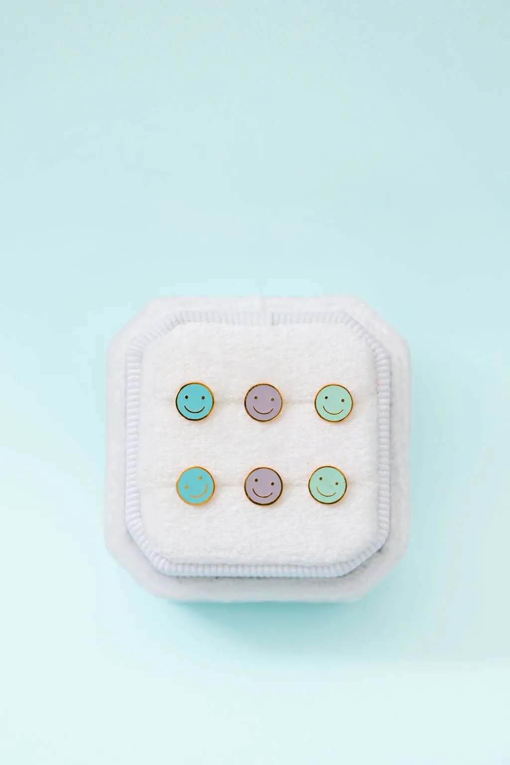 Mint Smiley Stud Earrings