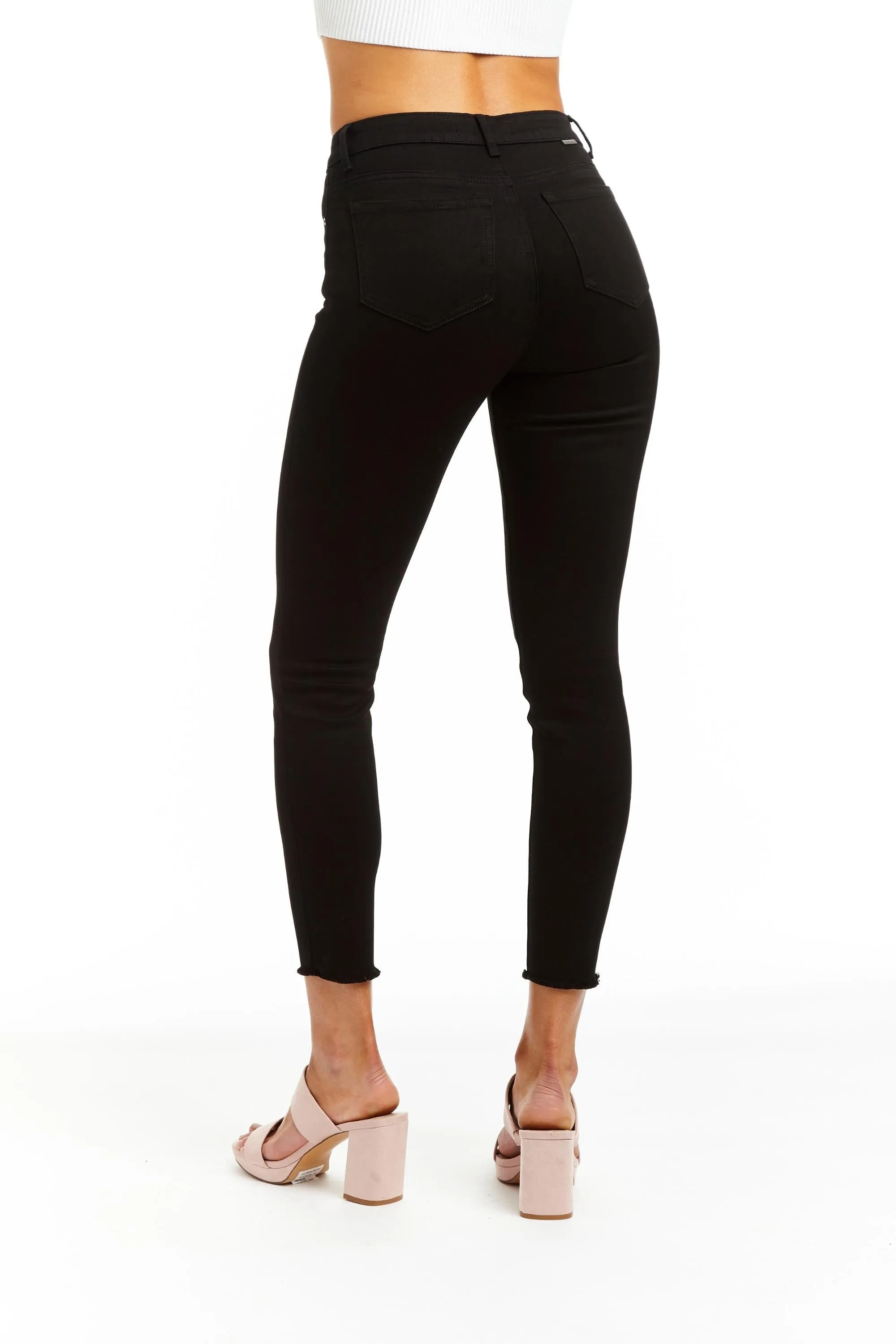 Mona - High Rise Fray Hem Skinny In Grey