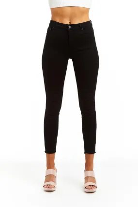 Mona - High Rise Fray Hem Skinny In Grey