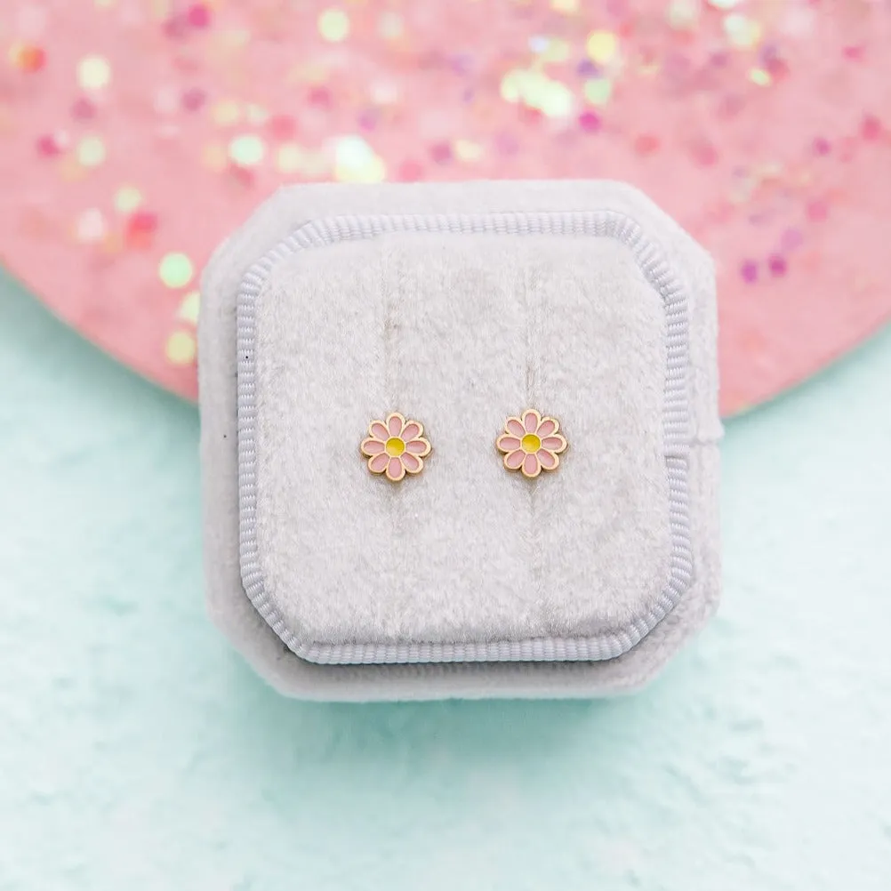 Pink Daisy Stud Earrings