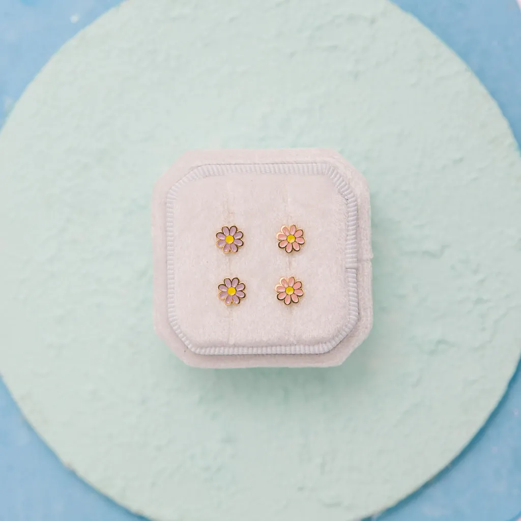 Pink Daisy Stud Earrings