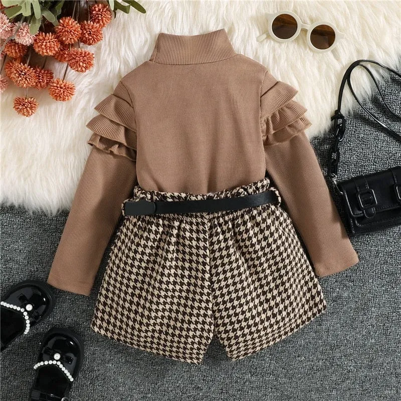 "Brooklynn" Fall Houndstooth Shorts Set