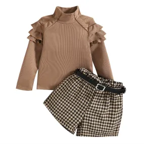 "Brooklynn" Fall Houndstooth Shorts Set