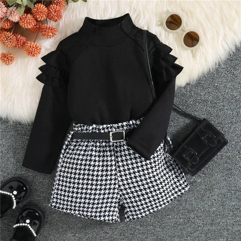 "Brooklynn" Fall Houndstooth Shorts Set