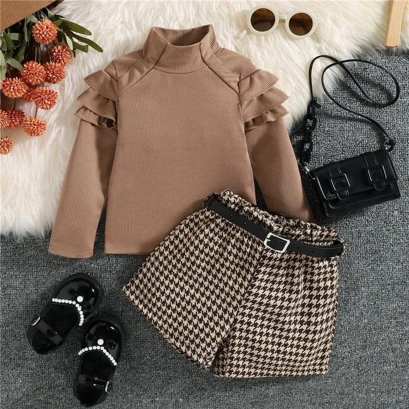 "Brooklynn" Fall Houndstooth Shorts Set