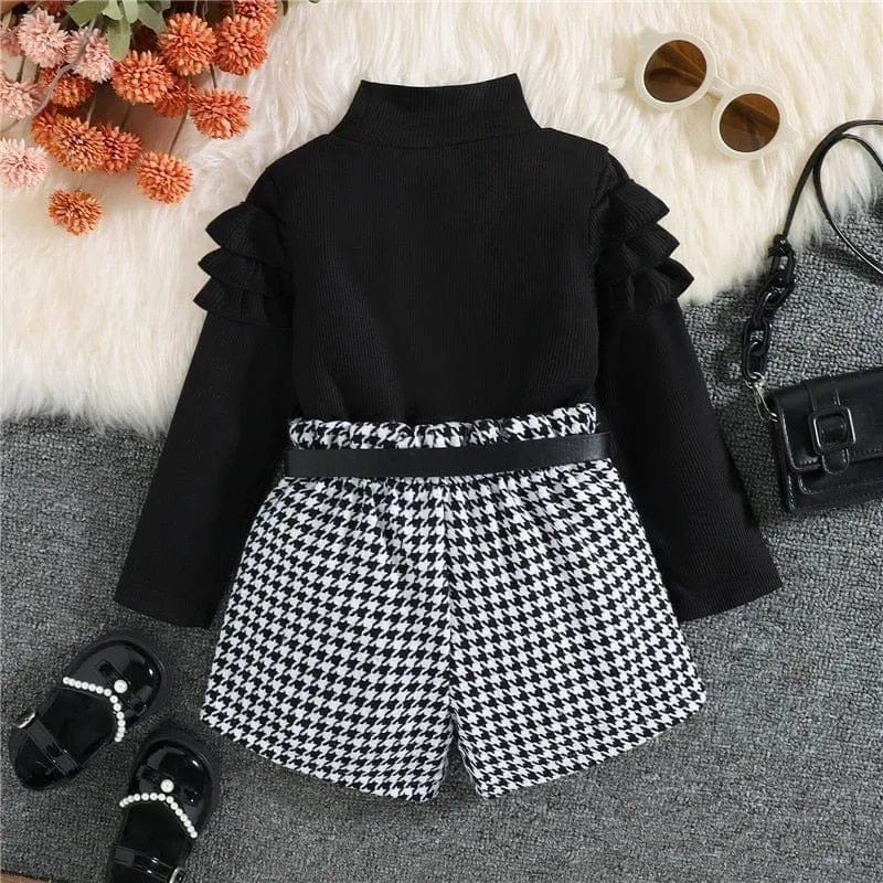 "Brooklynn" Fall Houndstooth Shorts Set
