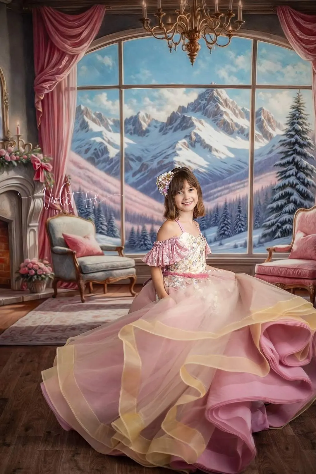 "Sunshine Serenade" Couture Floor length gown (6 Year - Petite 8 Year)