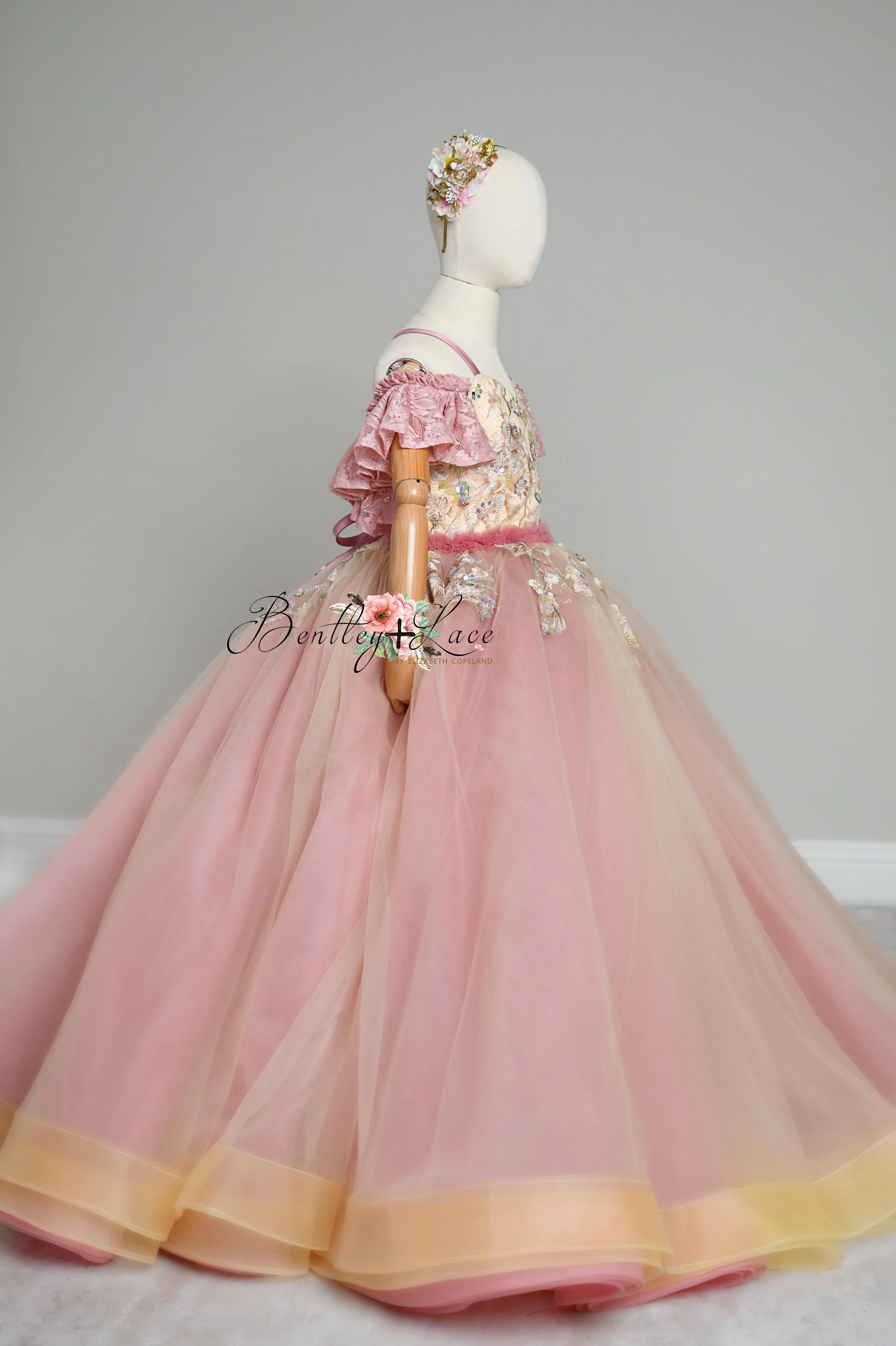 "Sunshine Serenade" Couture Floor length gown (6 Year - Petite 8 Year)