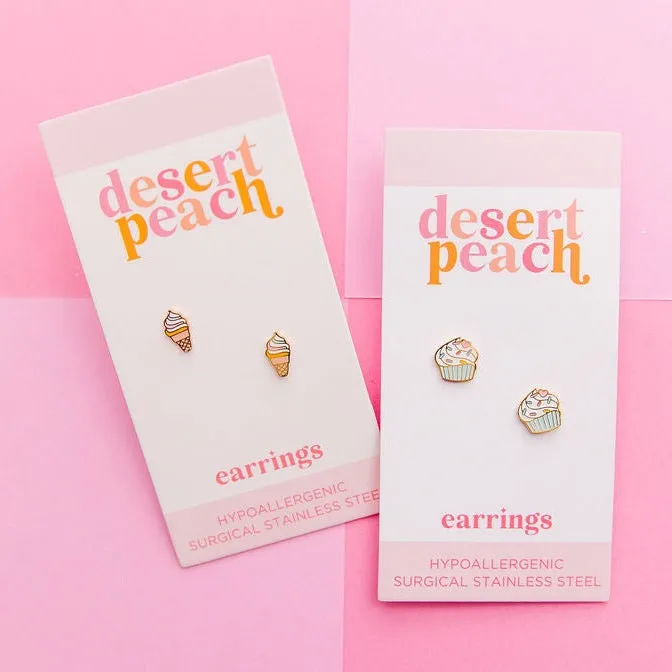 Rainbow Swirl Ice Cream Stud Earrings