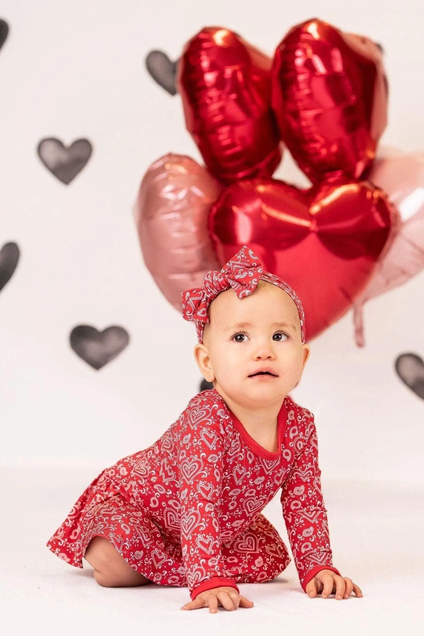Red Paisley Heart Bodysuit Romper for Baby