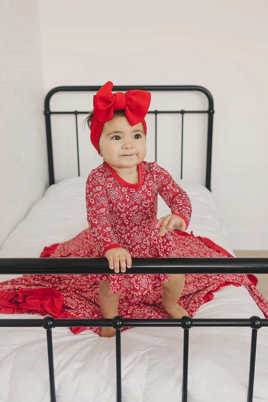 Red Paisley Heart Bodysuit Romper for Baby