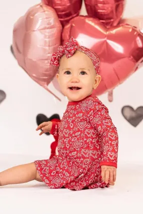 Red Paisley Heart Bodysuit Romper for Baby