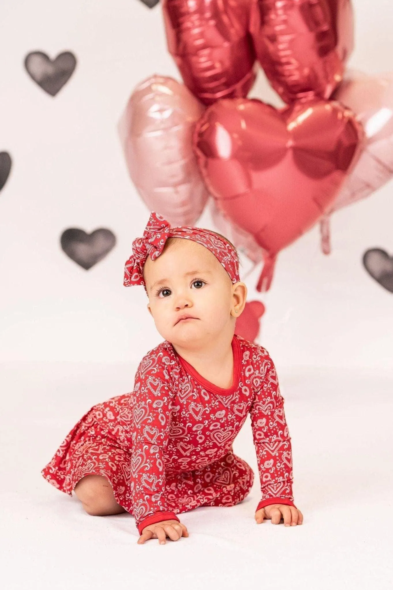 Red Paisley Heart Bodysuit Romper for Baby