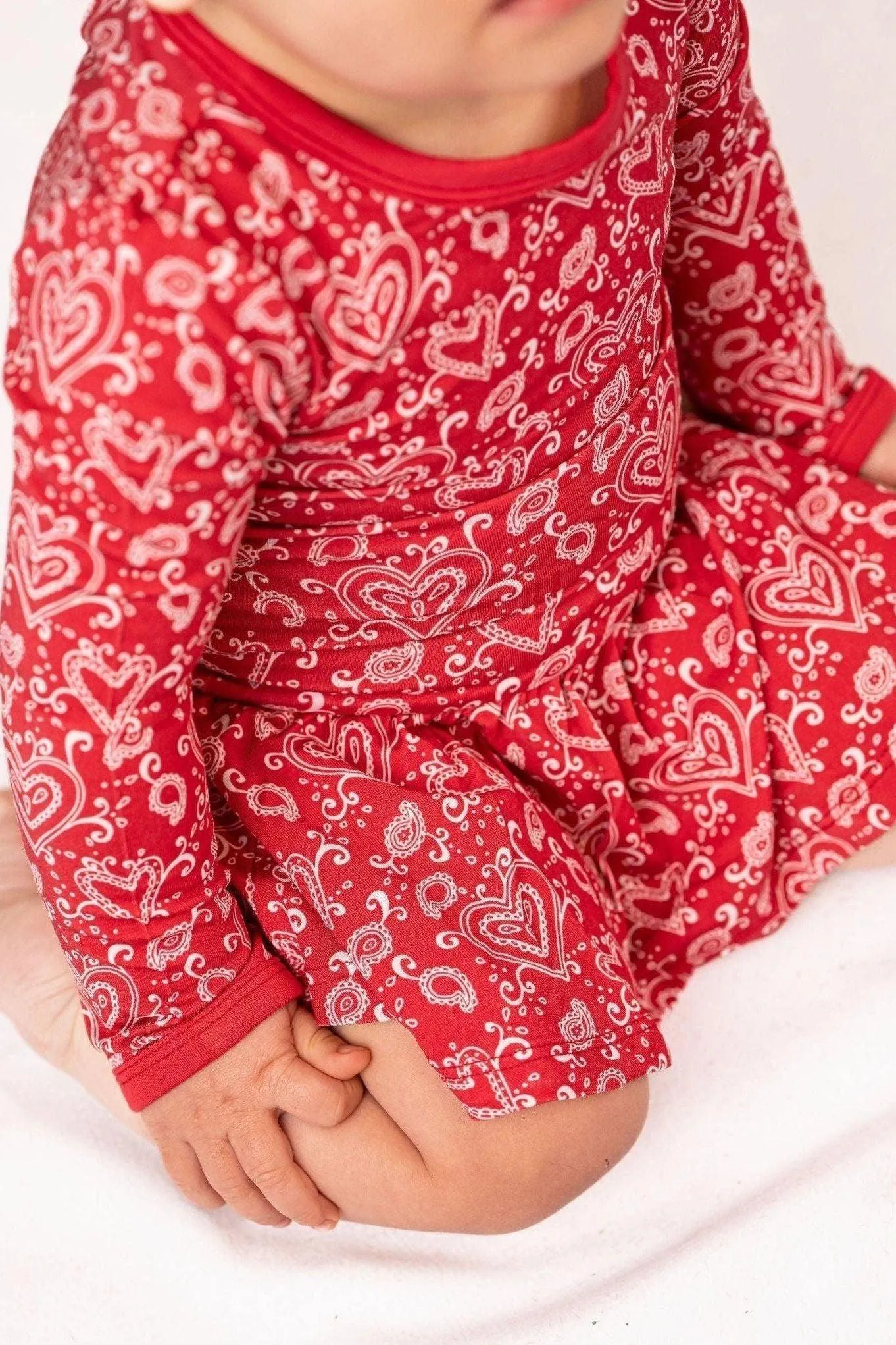 Red Paisley Heart Bodysuit Romper for Baby