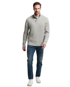 Ribbed Henley Jumper in Silver Grey
