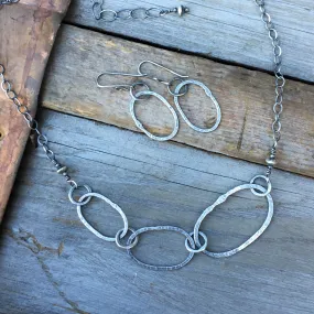 Riverstone Trio Necklace ~ Oxidized