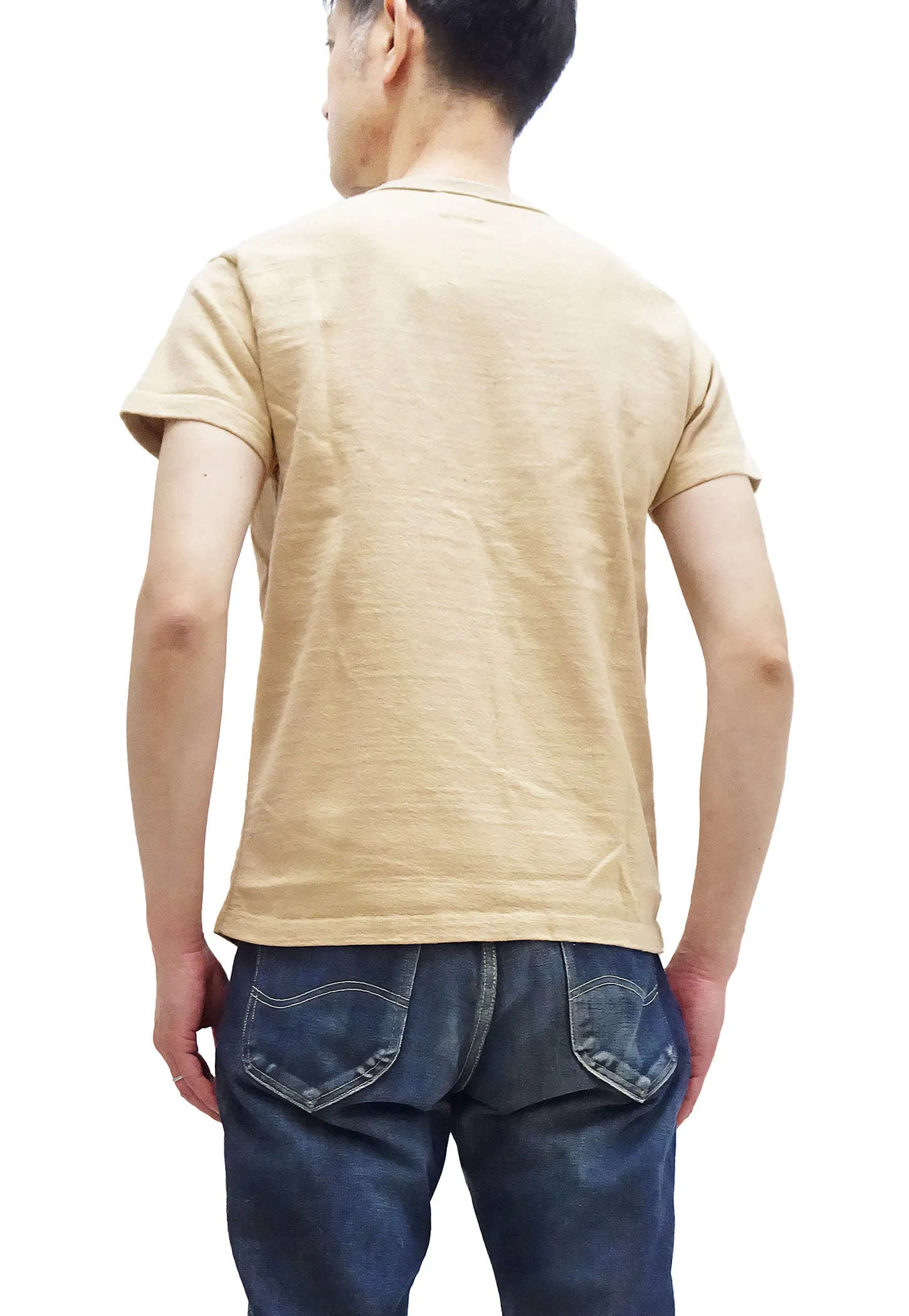 Samurai Jeans Plain T-shirt Men's Super Heavy Short Sleeve Natural Japanese Cotton Crew Slub Tee SJST-SC01 Light Chestnut Color