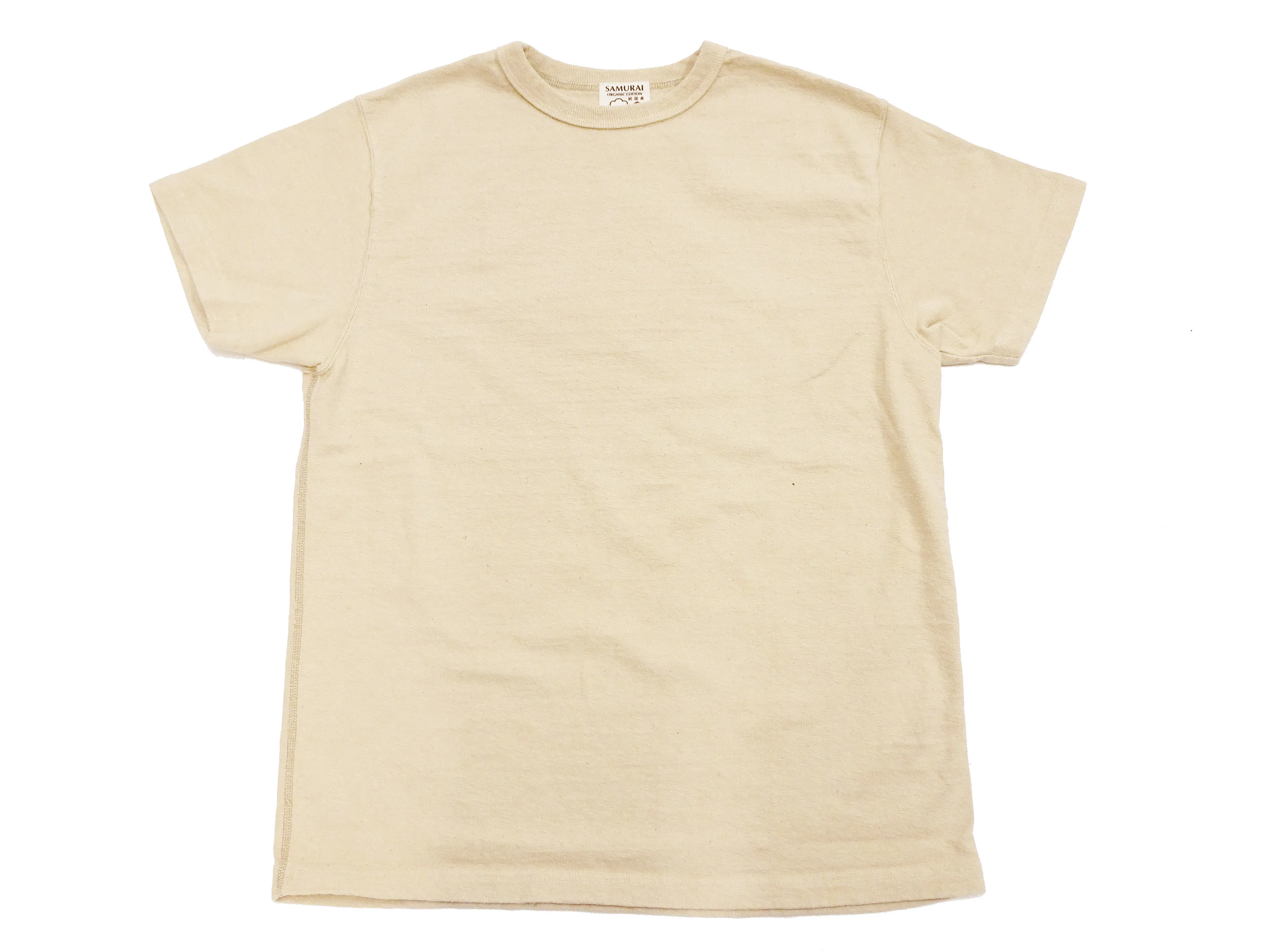 Samurai Jeans Plain T-shirt Men's Super Heavy Short Sleeve Natural Japanese Cotton Crew Slub Tee SJST-SC01 Light Chestnut Color
