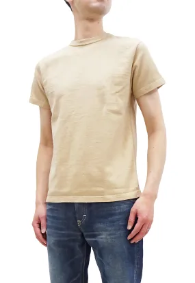 Samurai Jeans Plain T-shirt Men's Super Heavy Short Sleeve Natural Japanese Cotton Crew Slub Tee SJST-SC01 Light Chestnut Color