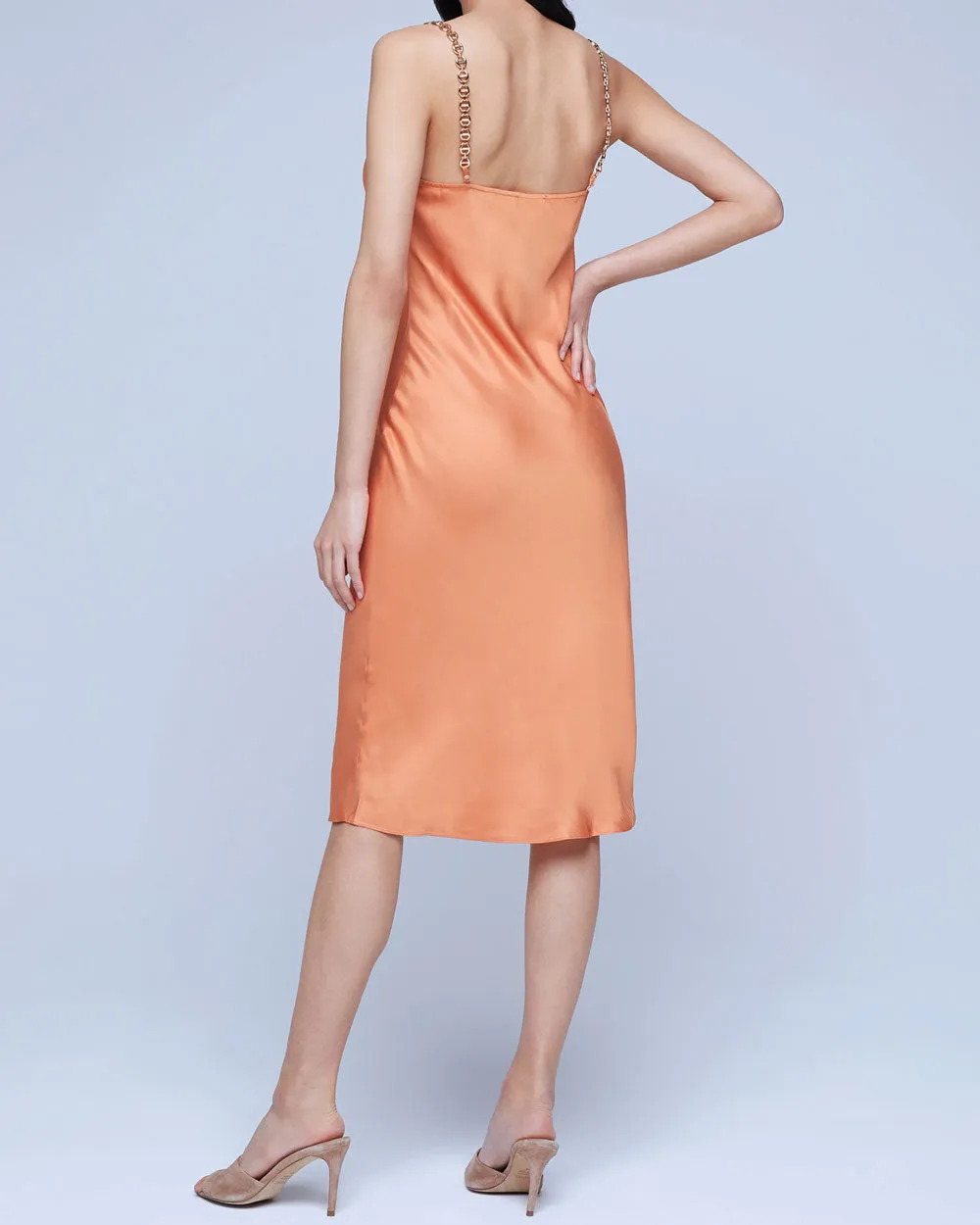 Soft Caramel Amina Cowl Neck Midi Slip Dress