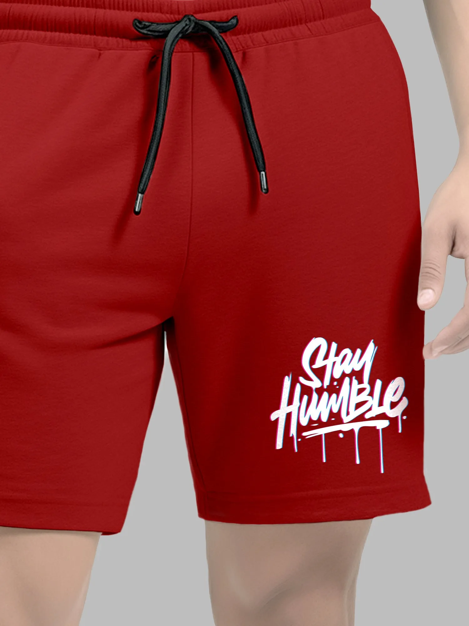 Stay Humble Cotton Mens T Shirt and Shorts Combo Set (Plus Size)