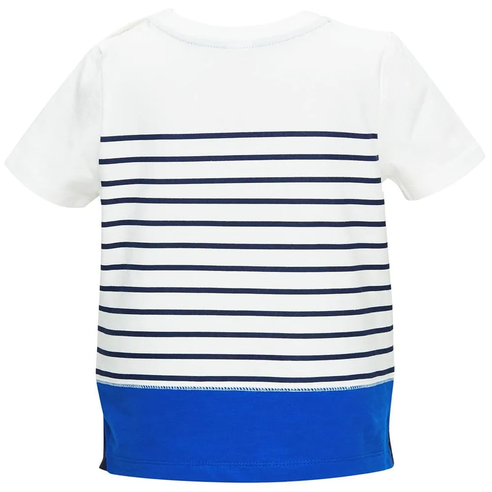 Summer Vacation Beach Stripes Design Matching Dog & Kid T-shirt, Blue
