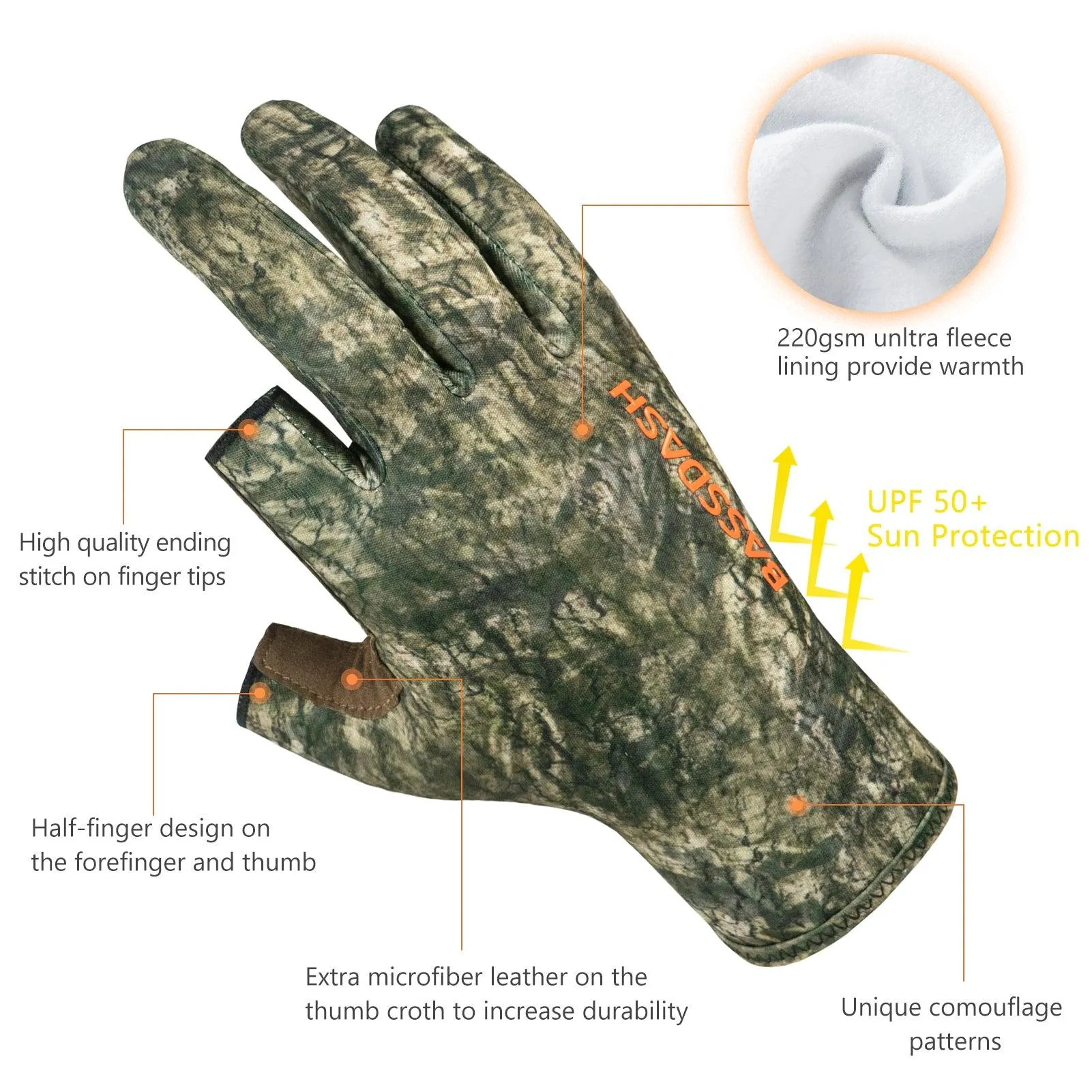 Unisex Fingerless Fleece Liner Hunting Gloves HG06