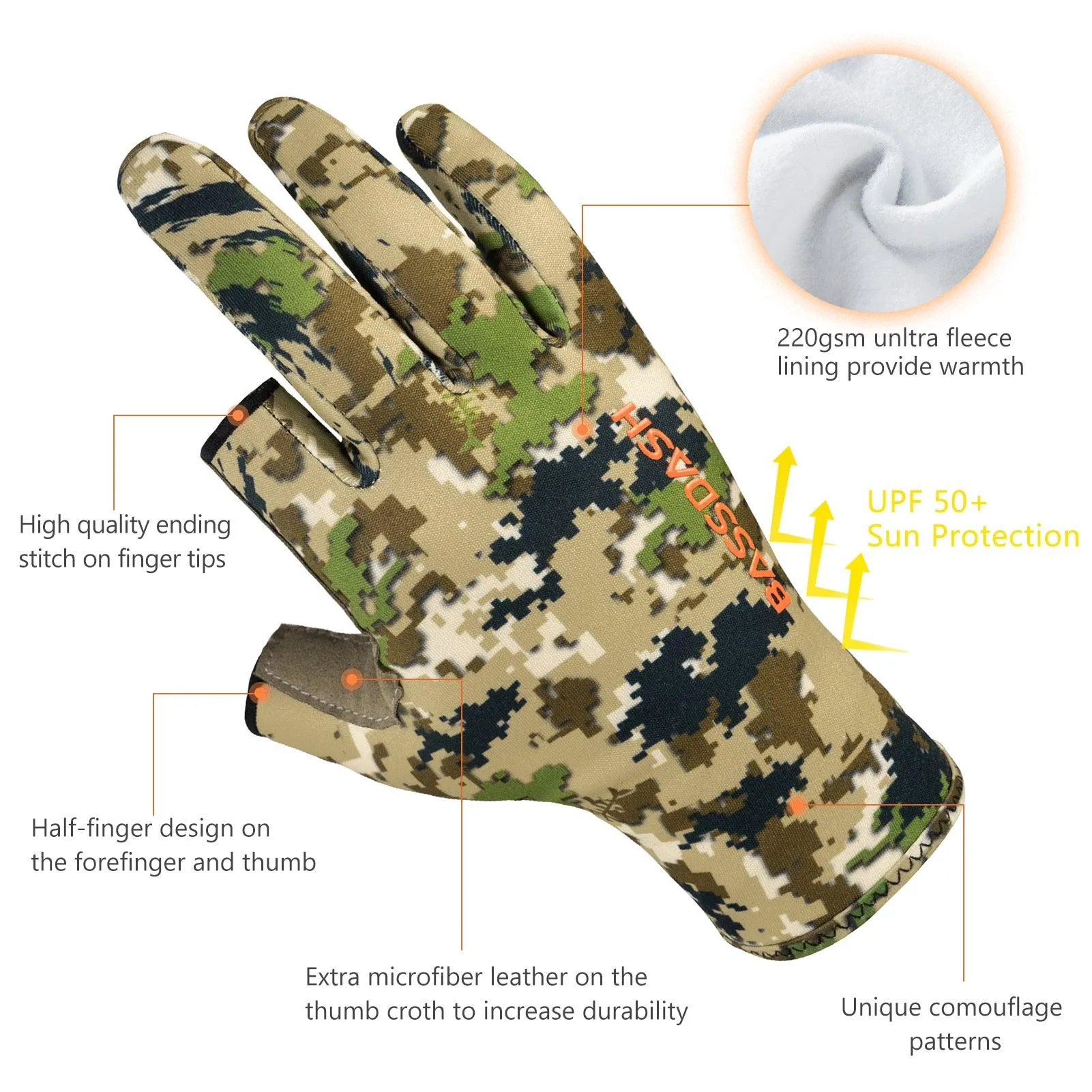 Unisex Fingerless Fleece Liner Hunting Gloves HG06
