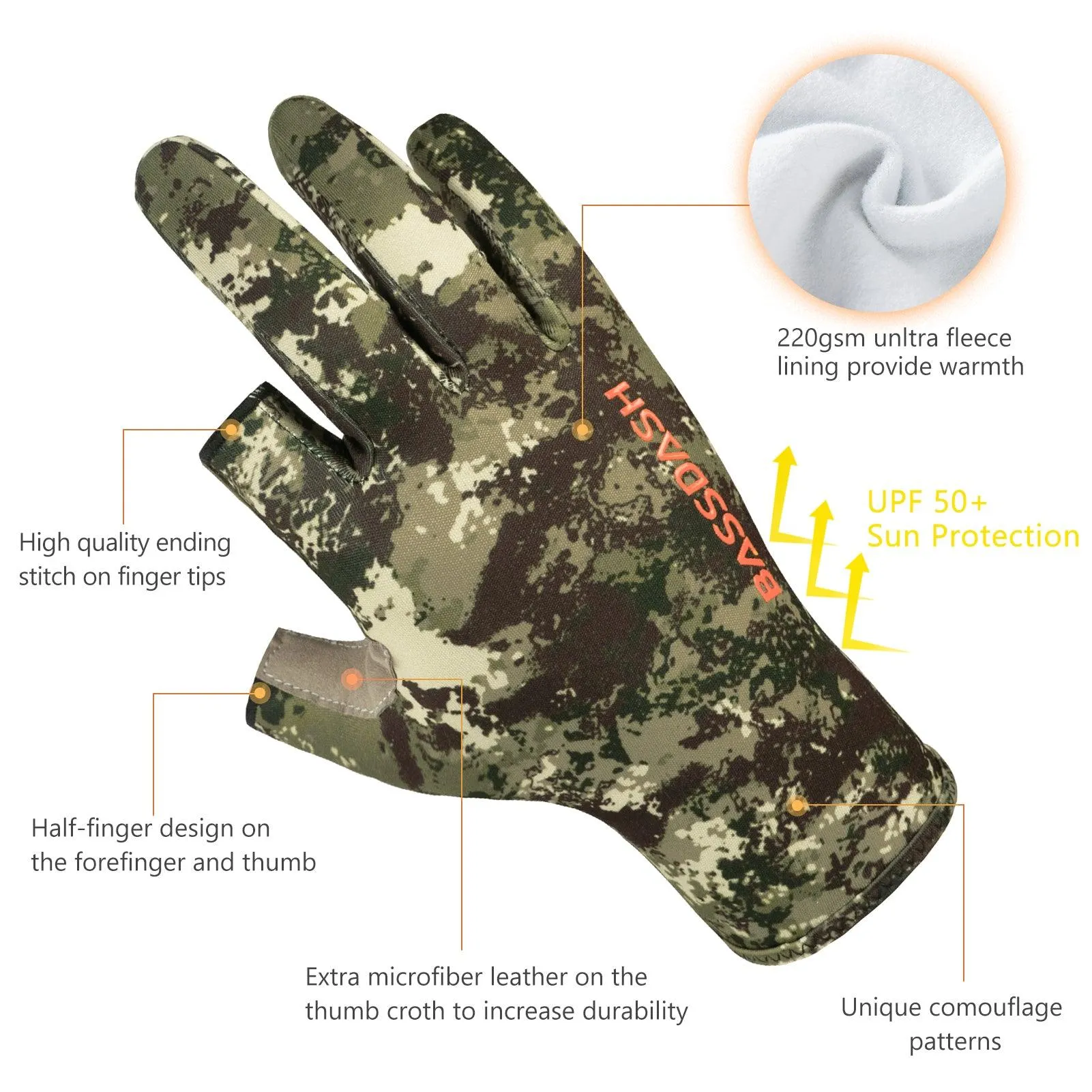 Unisex Fingerless Fleece Liner Hunting Gloves HG06