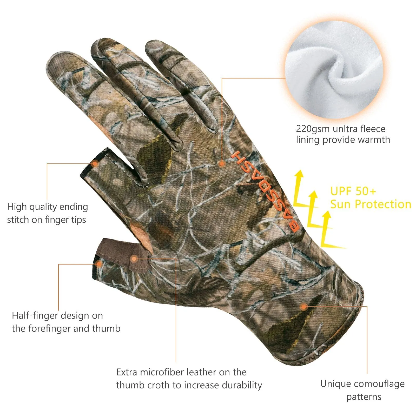Unisex Fingerless Fleece Liner Hunting Gloves HG06